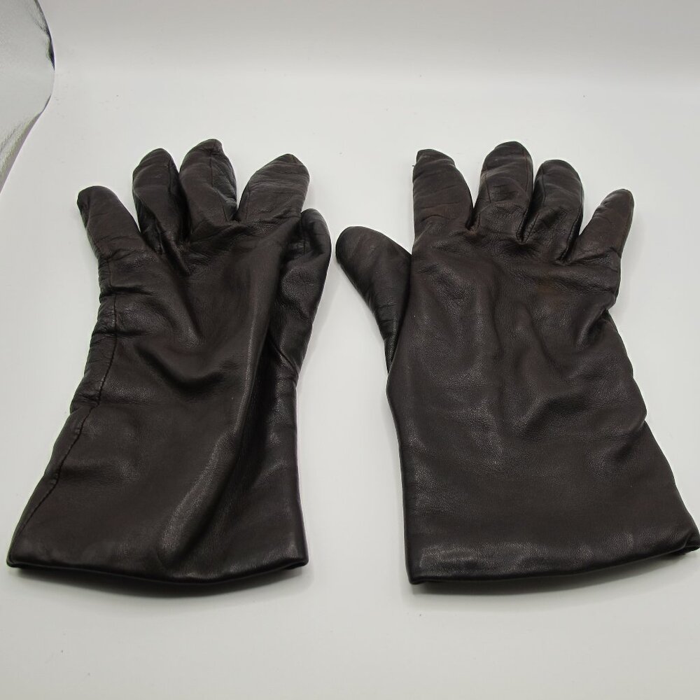Leather dark brown, cashmere lined, 7.5 ladies gloves